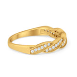 Art Deco Half Eternity Twisted Band Ring Round 925 Sterling Silver