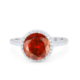 Halo Art Deco Wedding Engagement Bridal Ring Round Simulated Cubic Zirconia 925 Sterling Silver