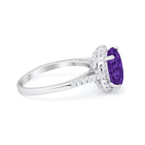 Halo Art Deco Wedding Engagement Bridal Ring Round Simulated Cubic Zirconia 925 Sterling Silver