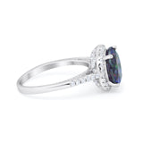 Halo Art Deco Wedding Engagement Bridal Ring Round Simulated Cubic Zirconia 925 Sterling Silver