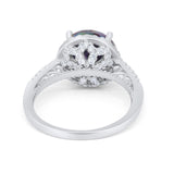 Halo Art Deco Wedding Engagement Bridal Ring Round Simulated Cubic Zirconia 925 Sterling Silver