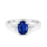 Oval Art Deco Wedding Engagement Ring Round Simulated Cubic Zirconia 925 Sterling Silver