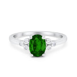 Oval Art Deco Wedding Engagement Ring Round Simulated Cubic Zirconia 925 Sterling Silver