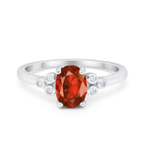 Oval Art Deco Wedding Engagement Ring Round Simulated Cubic Zirconia 925 Sterling Silver