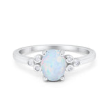 Oval Art Deco Wedding Engagement Ring Round Simulated Cubic Zirconia 925 Sterling Silver