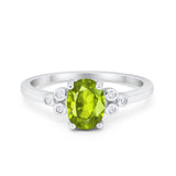 Oval Art Deco Wedding Engagement Ring Round Simulated Cubic Zirconia 925 Sterling Silver