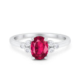 Oval Art Deco Wedding Engagement Ring Round Simulated Cubic Zirconia 925 Sterling Silver