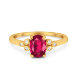 Oval Art Deco Wedding Engagement Ring Round Simulated Cubic Zirconia 925 Sterling Silver