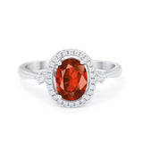 Art Deco Oval Wedding Engagement Ring Halo Round Simulated Cubic Zirconia 925 Sterling Silver