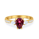 Art Deco Pear Wedding Ring Simulated Cubic Zirconia 925 Sterling Silver