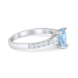 Art Deco Pear Wedding Ring Simulated Cubic Zirconia 925 Sterling Silver