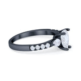 Art Deco Pear Wedding Ring Simulated Cubic Zirconia 925 Sterling Silver