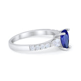 Art Deco Pear Wedding Ring Simulated Cubic Zirconia 925 Sterling Silver