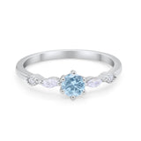 Petite Dainty Art Deco Wedding Engagement Ring Round Marquise Simulated Cubic Zirconia 925 Sterling Silver