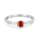Petite Dainty Art Deco Wedding Engagement Ring Round Marquise Simulated Cubic Zirconia 925 Sterling Silver