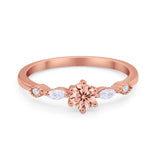 Petite Dainty Art Deco Wedding Engagement Ring Round Marquise Simulated Cubic Zirconia 925 Sterling Silver