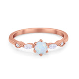 Petite Dainty Art Deco Wedding Engagement Ring Round Marquise Simulated Cubic Zirconia 925 Sterling Silver