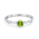 Petite Dainty Art Deco Wedding Engagement Ring Round Marquise Simulated Cubic Zirconia 925 Sterling Silver