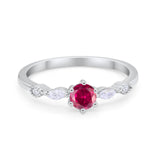 Petite Dainty Art Deco Wedding Engagement Ring Round Marquise Simulated Cubic Zirconia 925 Sterling Silver