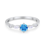 Petite Dainty Art Deco Wedding Engagement Ring Round Marquise Simulated Cubic Zirconia 925 Sterling Silver