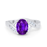 Art Deco Wedding Engagement Ring Oval Round Simulated Cubic Zirconia 925 Sterling Silver