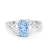 Art Deco Wedding Engagement Ring Oval Round Simulated Cubic Zirconia 925 Sterling Silver