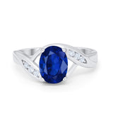 Art Deco Wedding Engagement Ring Oval Round Simulated Cubic Zirconia 925 Sterling Silver