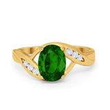 Art Deco Wedding Engagement Ring Oval Round Simulated Cubic Zirconia 925 Sterling Silver