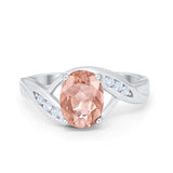 Art Deco Wedding Engagement Ring Oval Round Simulated Cubic Zirconia 925 Sterling Silver