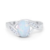 Art Deco Wedding Engagement Ring Oval Round Simulated Cubic Zirconia 925 Sterling Silver