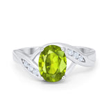 Art Deco Wedding Engagement Ring Oval Round Simulated Cubic Zirconia 925 Sterling Silver