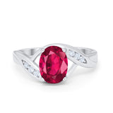 Art Deco Wedding Engagement Ring Oval Round Simulated Cubic Zirconia 925 Sterling Silver