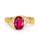 Art Deco Wedding Engagement Ring Oval Round Simulated Cubic Zirconia 925 Sterling Silver