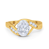 Art Deco Wedding Engagement Ring Oval Round Simulated Cubic Zirconia 925 Sterling Silver