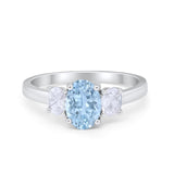 Oval Three Stone Wedding Engagement Ring Simulated Cubic Zirconia 925 Sterling Silver
