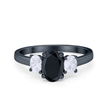 Oval Three Stone Wedding Engagement Ring Simulated Cubic Zirconia 925 Sterling Silver