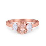 Oval Three Stone Wedding Engagement Ring Simulated Cubic Zirconia 925 Sterling Silver