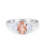 Oval Three Stone Wedding Engagement Ring Simulated Cubic Zirconia 925 Sterling Silver