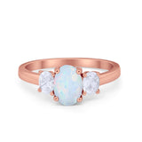 Oval Three Stone Wedding Engagement Ring Simulated Cubic Zirconia 925 Sterling Silver