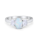 Oval Three Stone Wedding Engagement Ring Simulated Cubic Zirconia 925 Sterling Silver