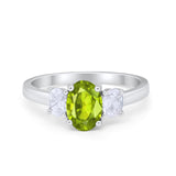 Oval Three Stone Wedding Engagement Ring Simulated Cubic Zirconia 925 Sterling Silver