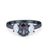 Oval Three Stone Wedding Engagement Ring Simulated Cubic Zirconia 925 Sterling Silver
