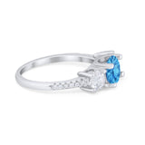 Three Stone Wedding Ring Round Simulated Cubic Zirconia 925 Sterling Silver