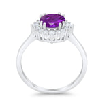 Halo Wedding Engagement Bridal Ring Round Simulated Cubic Zirconia 925 Sterling Silver