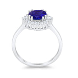 Halo Wedding Engagement Bridal Ring Round Simulated Cubic Zirconia 925 Sterling Silver