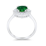 Halo Wedding Engagement Bridal Ring Round Simulated Cubic Zirconia 925 Sterling Silver