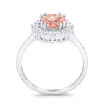 Halo Wedding Engagement Bridal Ring Round Simulated Cubic Zirconia 925 Sterling Silver