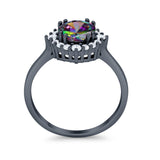 Halo Wedding Engagement Bridal Ring Round Simulated Cubic Zirconia 925 Sterling Silver
