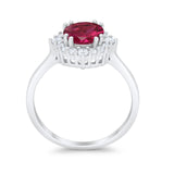 Halo Wedding Engagement Bridal Ring Round Simulated Cubic Zirconia 925 Sterling Silver