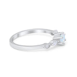 Petite Dainty Art Deco Wedding Engagement Ring Round Marquise Simulated Cubic Zirconia 925 Sterling Silver